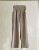 Wabel Mink Brushed Pintuck Wide Banding Slacks