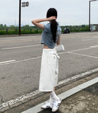 Unique Cross Adjust Point Bermuda Knee Length Cotton Pants