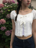 Kalin Summer Ribbon Open Crop Blouse