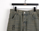 Fail Hip Lettering Washing Denim Long Wide Pants