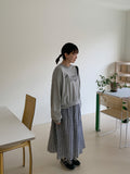 Dines banding check long skirt