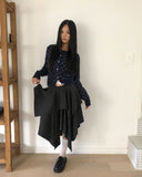 Viewi Suede Double Layered Flare Midi Skirt