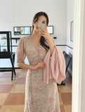 Atyu Pink Flower Shirring Chiffon One Piece