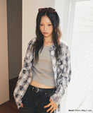 BLEACHED RAW-CUT CHECK SHIRT