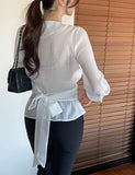 Mito Shirred Layered Wrap Blouse