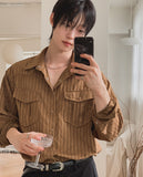 Wooden Stripe Western Crop Shirt