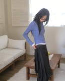 Horse Half Button Ribbed Long Sleeve T-Shirt