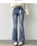 Boot Cut Fit Bonding Brushed Banding Denim Pants