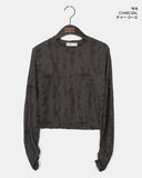 Kakon Damage Interseasonal Shirring Round Long Sleeve T-Shirt