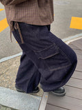 Genjid Banding Denim Cargo Balloon Wide Pants