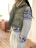 Sikok Snow Flower Nordic Pattern Two-Way Knit Zip-Up Cardigan