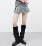 Deniyan Belt Pleated Skirt