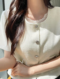 Meble Round Short Sleeve Tweed Jacket