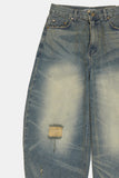 Laser brush balloon denim pants