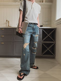 Break Damage Flare Denim Pants