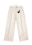 One tuck back banding wide cotton pants