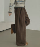Back Pocket Double-Side Brushed Folding Long Wide Banding Pants