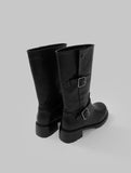 1132 Fold Buckle Middle Boots (4 cm)