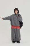 [BAONHAUS] Amoki check color fleece hood zip-up jumper