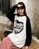 [unisex] Rittoy Heart Printing Ragrang Long Sleeve Tee