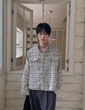 Diruin Tweed Damage Crop Shirt Jacket