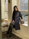 Suede Quilted Lightweight Long Padding Coat (Belt Set)