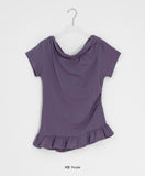 Shima Drape Frill Off-Shoulder Short Sleeve Tee