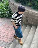 Brin collar striped knit