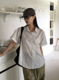 Index Stripe Rollup Collar Short Sleeve Shirt