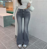 Back Pocket Slim-Fit Bootcut Span Denim Pants