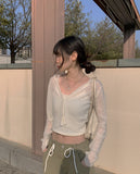 Lizu Delicate V-Neck Crop Cardigan