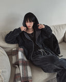 Robbins Velvet Corduroy Hooded Zip-Up