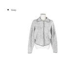 Tack Color Matching Collar Wool Knit Cardigan