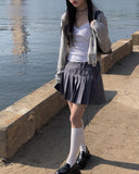 Catty strap pleats mini skirt