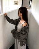 Timin check collar pocket loose fit long sleeve shirt