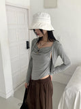 [SET] Throw Shirring Sleeveless Long Sleeve Cardigan Set