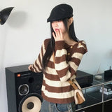 Lambo Stripe Unbalance Button Collar Long Sleeve Knit