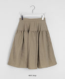 Kenku Nylon Banding Flared Midi Skirt