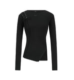 [mnem] Distorted Eyelet Slit Top