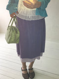 Haya Embossed Floral Layered Banding Midi Skirt