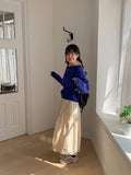 Lande color round knit cardigan