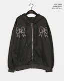 Palmk Overfit Ribbon Patch Hooded Zip-Up