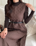 Shuv Polar Knit Quilting Padding Vest One Piece Set (Belt Set)
