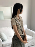 Pave pleated shirring two-way nylon short sleeve jacket