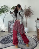 Ellie Layered Check Wrap Skirt