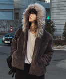 Days Overfit Crop Fur Hood Zip-Up