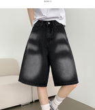 Back Pocket Washing Bermuda A-Line Knee Length Denim Shorts
