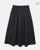 Rie Dot Flare Banding Long Skirt