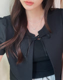 Demin Round Puff Short Sleeve Jacket