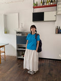 Minati nylon banding pocket shirring flare long skirt